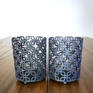 Set Of 2 Cut Out Metal Candle Holders